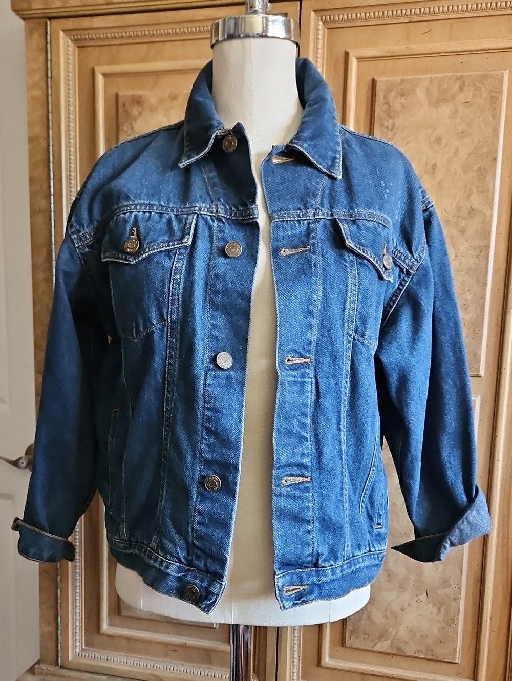 Old Navy Medium Blue Denim Jacket with Branded Buttons